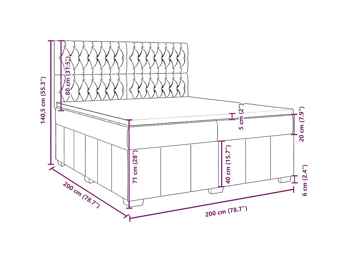 Sommier à lattes de lit avec matelas Crème 200x200 cm Tissu