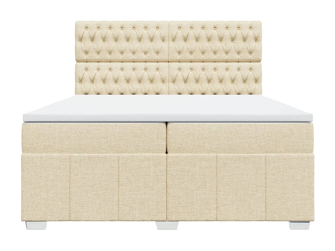 Sommier à lattes de lit avec matelas Crème 200x200 cm Tissu