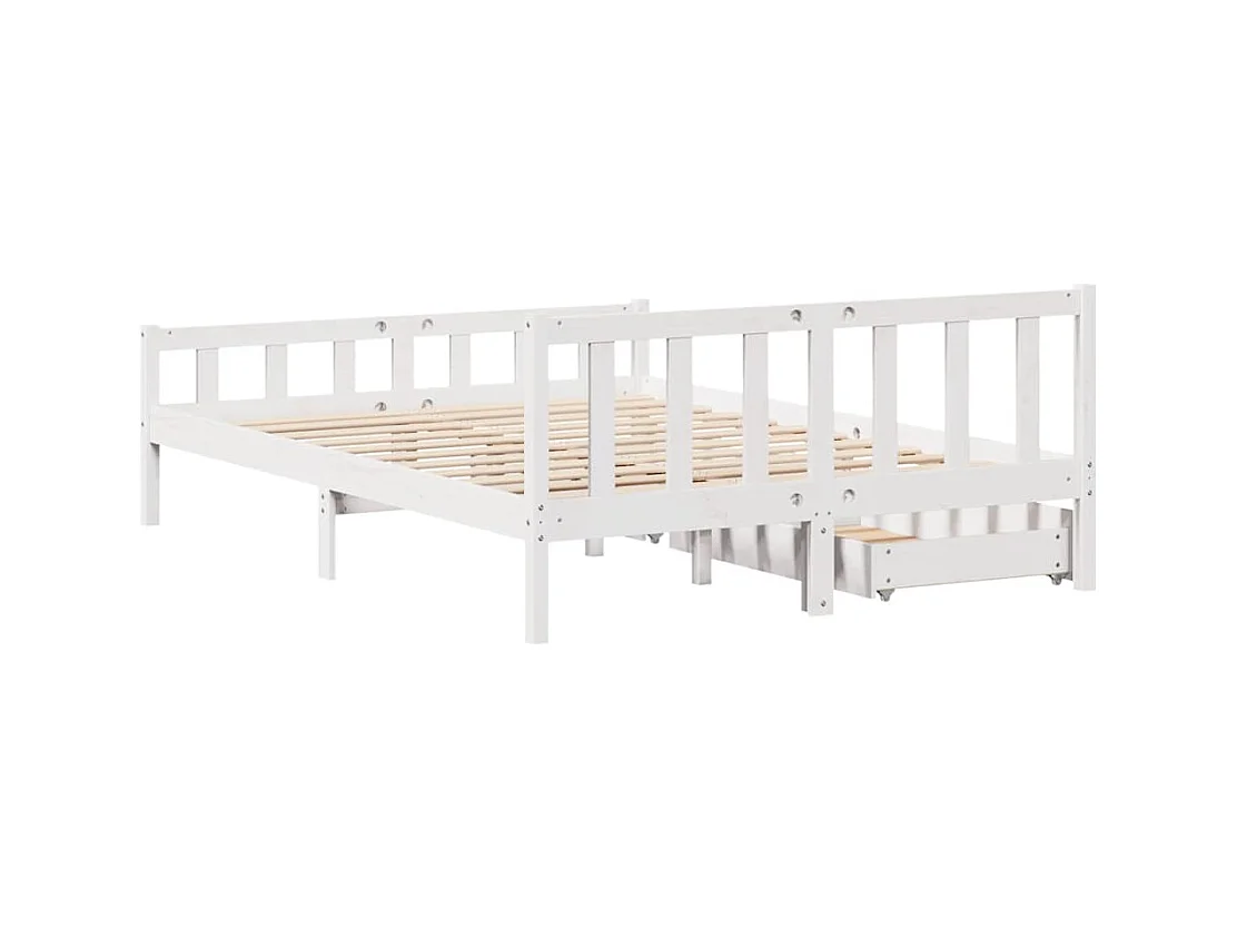 Massivholzbett ohne Matratze Weiß 150x200 cm Kiefernholz