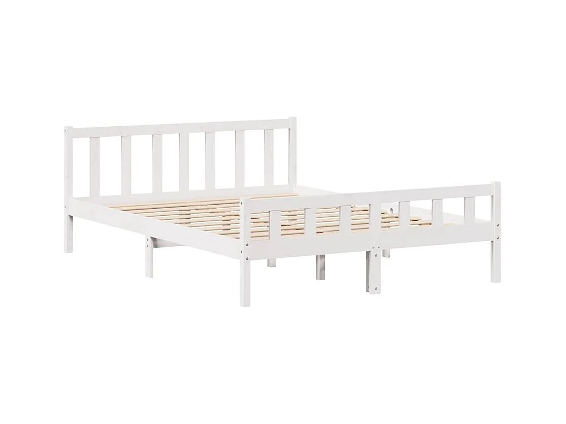 Massivholzbett ohne Matratze Weiß 150x200 cm Kiefernholz