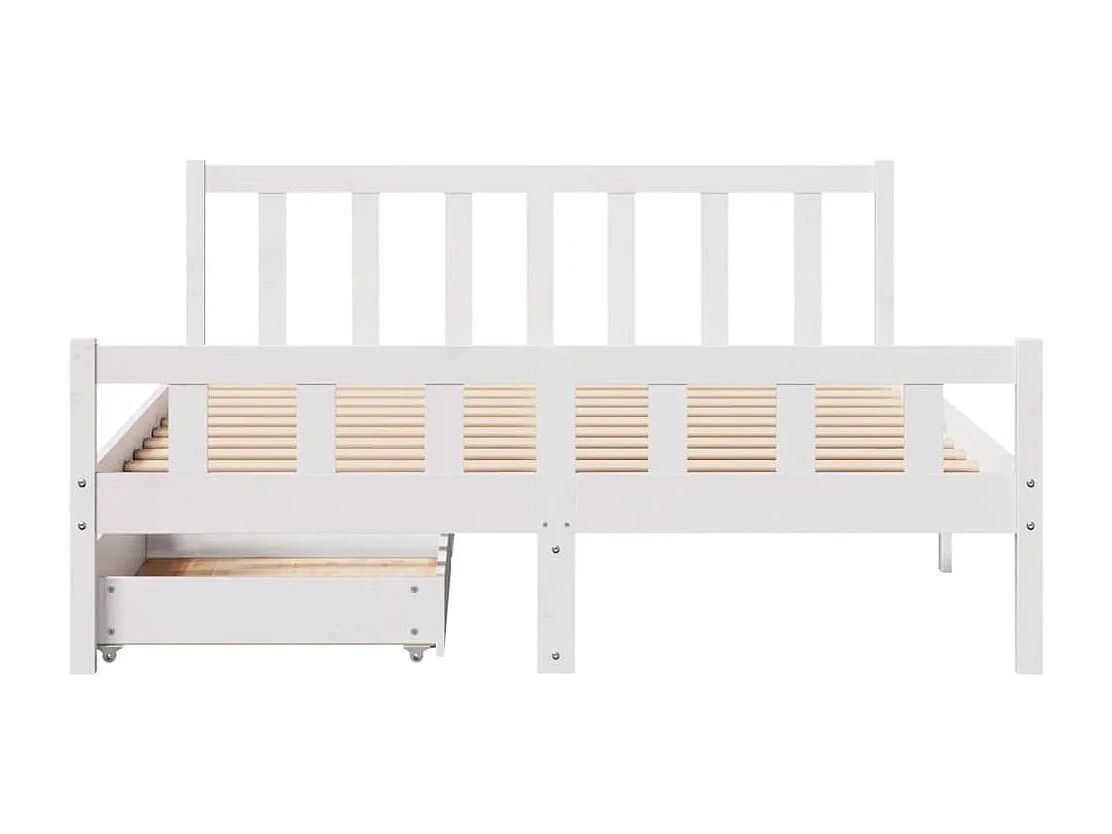 Letto senza Materasso Bianco 150x200 cm Legno Massello di Pino