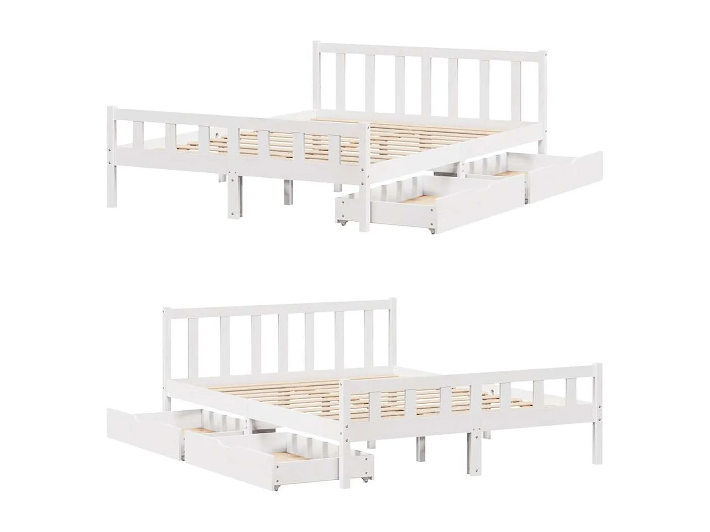 Letto senza Materasso Bianco 150x200 cm Legno Massello di Pino