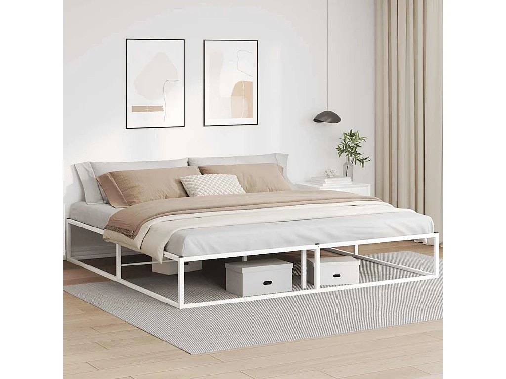 Estrutura de cama sem colchão branco 200x200 cm metal