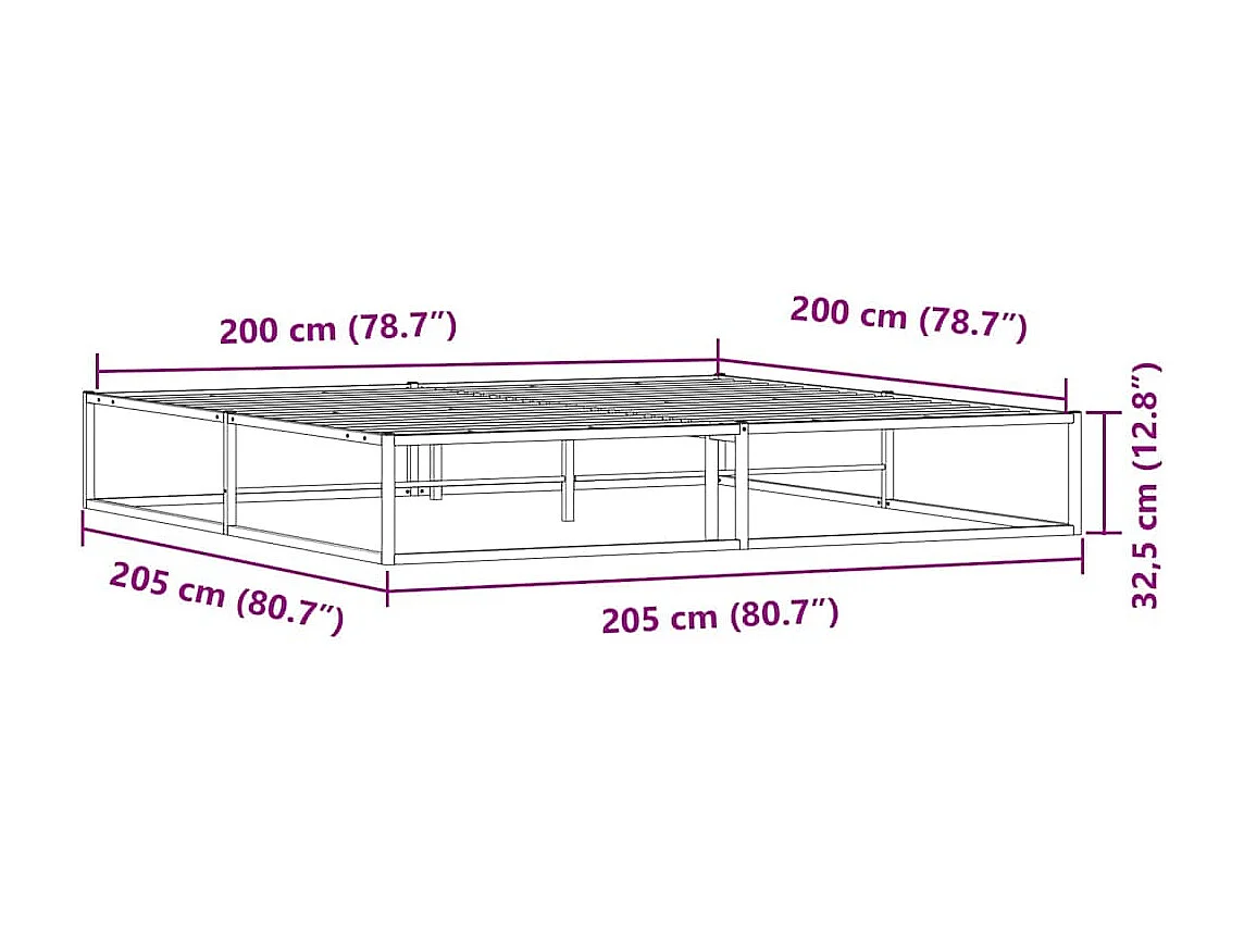 Estrutura de cama sem colchão branco 200x200 cm metal
