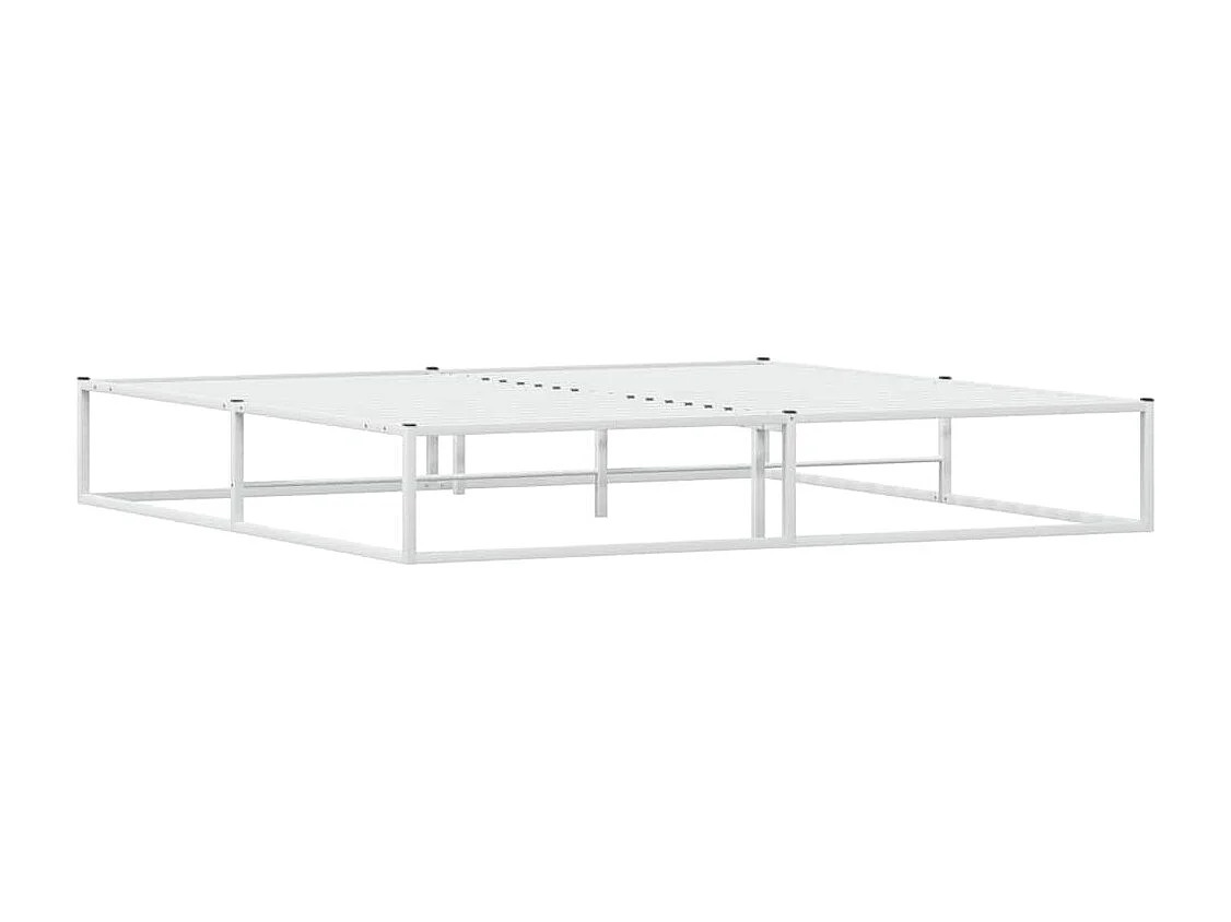 Cadre de lit sans matelas blanc 200x200 cm métal