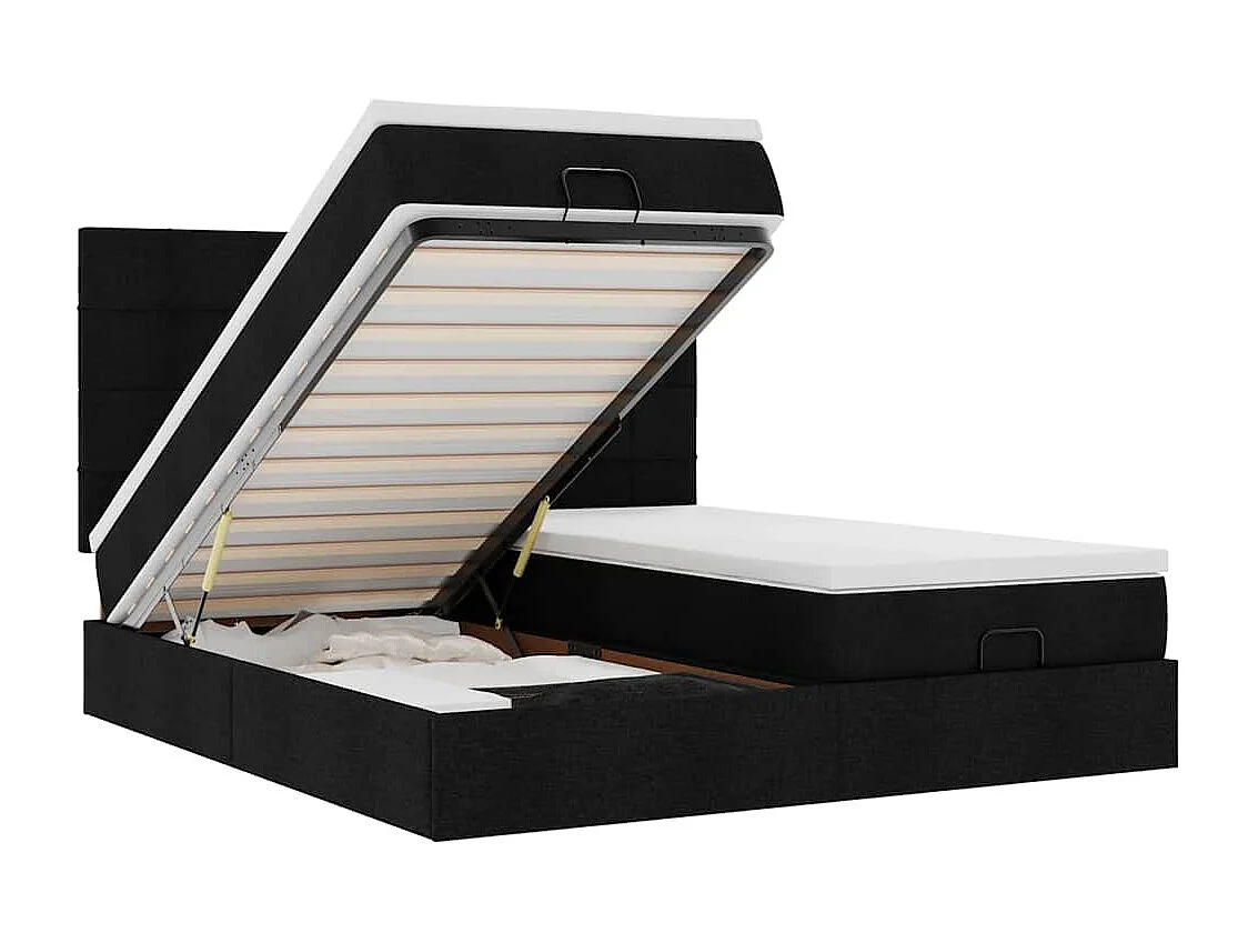 63 / 5,000vidaXL Estrutura de cama otomana com colchões tecido preto