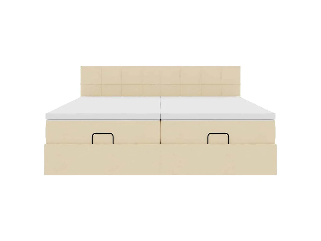Struttura Letto Pouf con Materassi Crema 200x200 cm in Tessuto