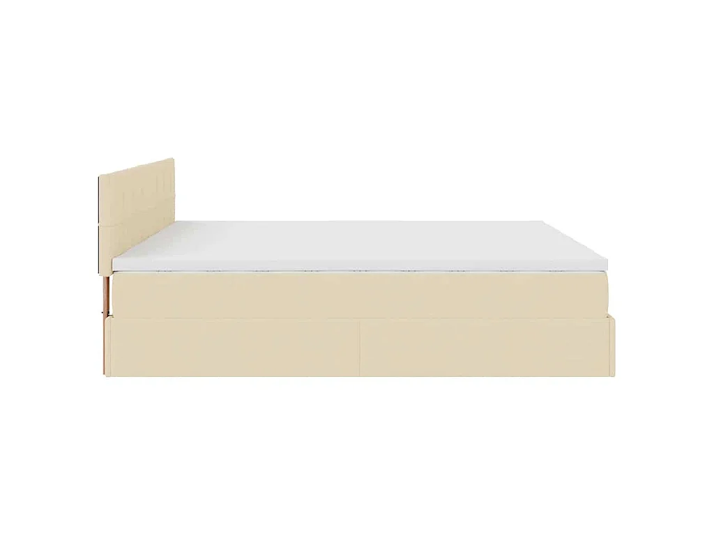 Struttura Letto Pouf con Materassi Crema 200x200 cm in Tessuto