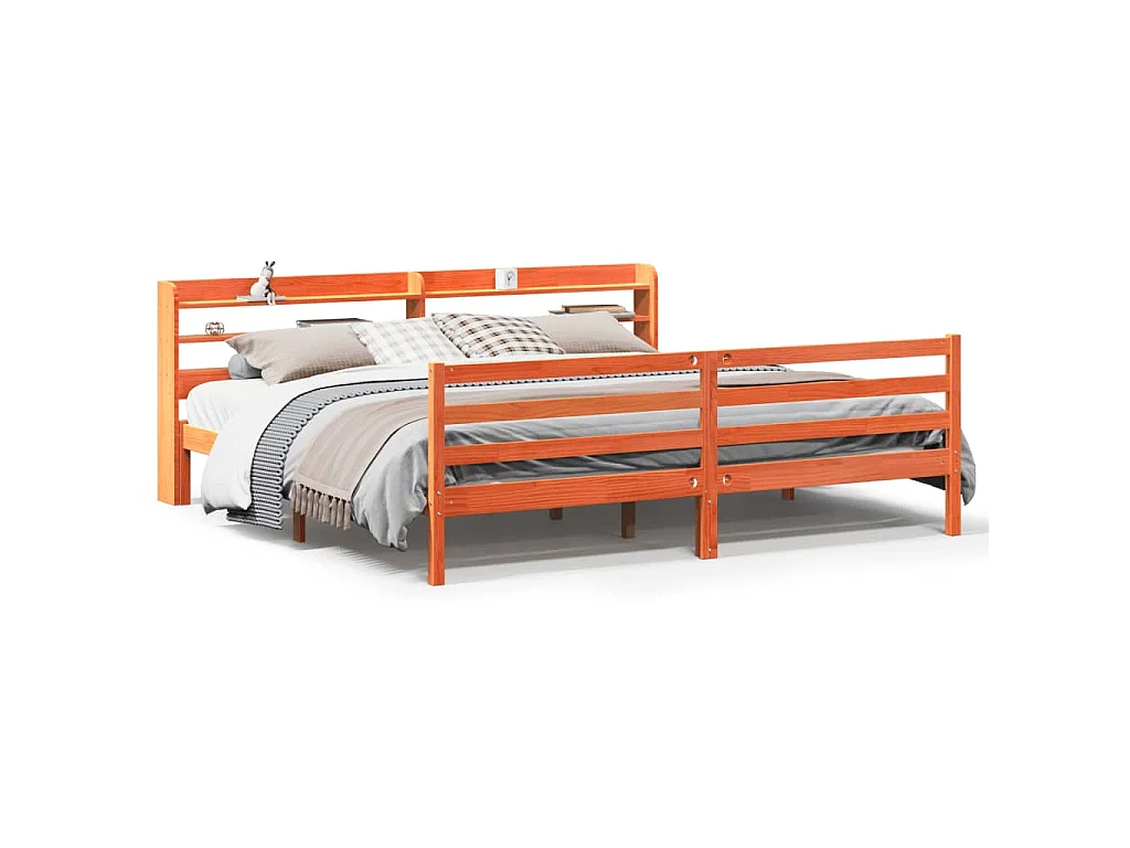 Letto senza Materasso Marrone Cera 200x200 cm in Legno di Pino