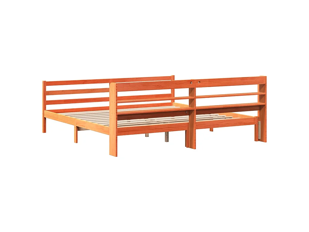 Letto senza Materasso Marrone Cera 200x200 cm in Legno di Pino