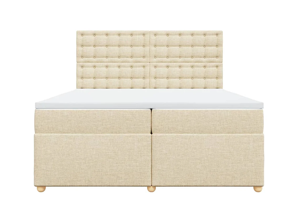 Sommier à lattes de lit avec matelas Crème 200x200 cm Tissu