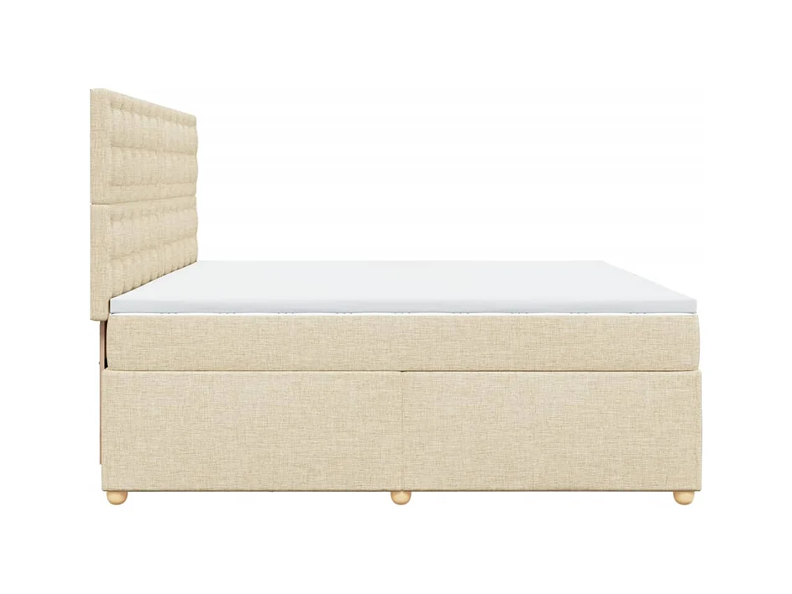 Sommier à lattes de lit avec matelas Crème 200x200 cm Tissu