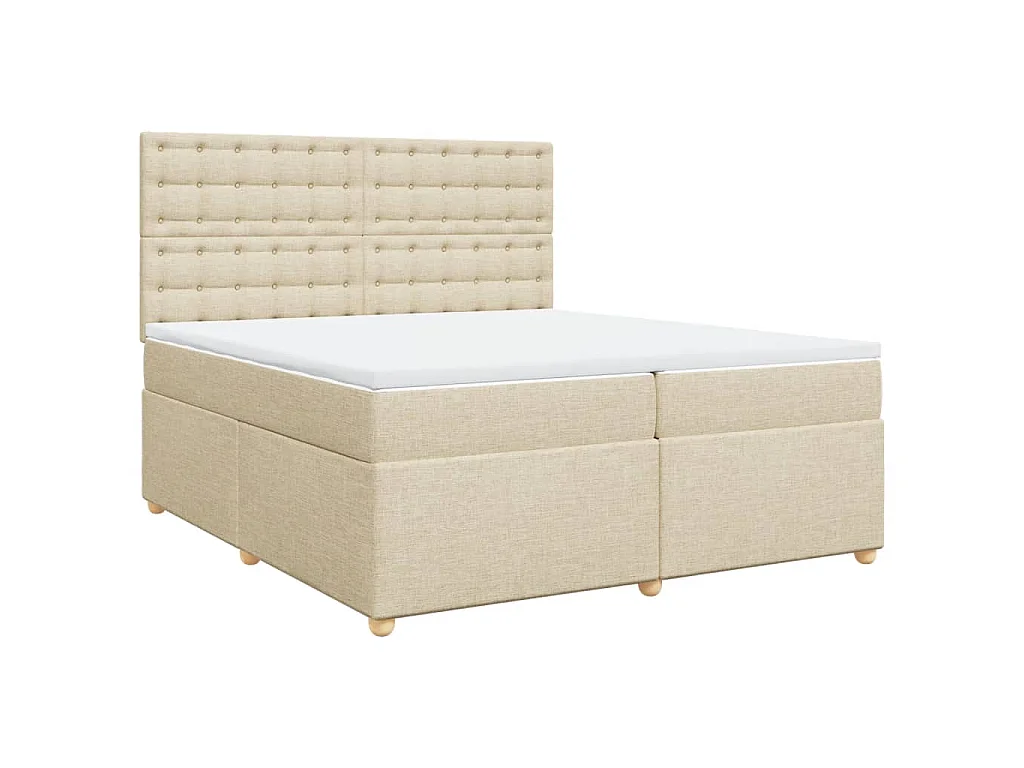 Sommier à lattes de lit avec matelas Crème 200x200 cm Tissu