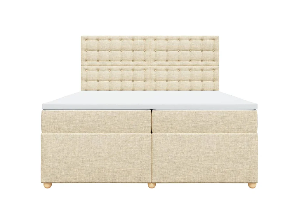 Sommier à lattes de lit avec matelas Crème 200x200 cm Tissu