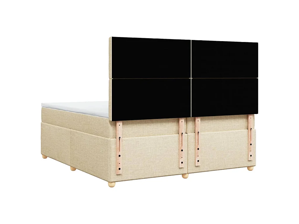 Sommier à lattes de lit avec matelas Crème 200x200 cm Tissu