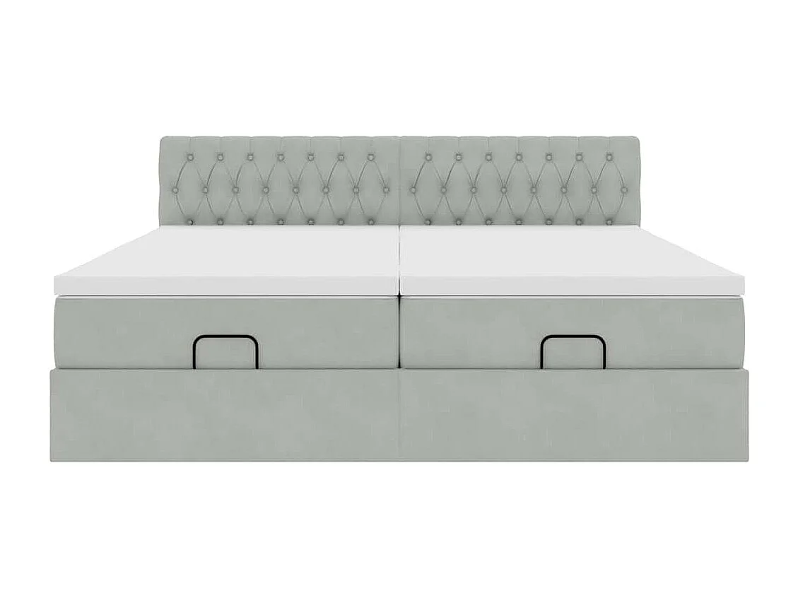 Cadre de lit ottoman avec matelas gris clair 200x200 cm velours