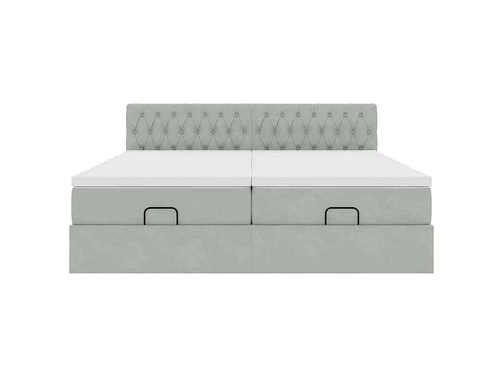 Cadre de lit ottoman avec matelas gris clair 200x200 cm velours