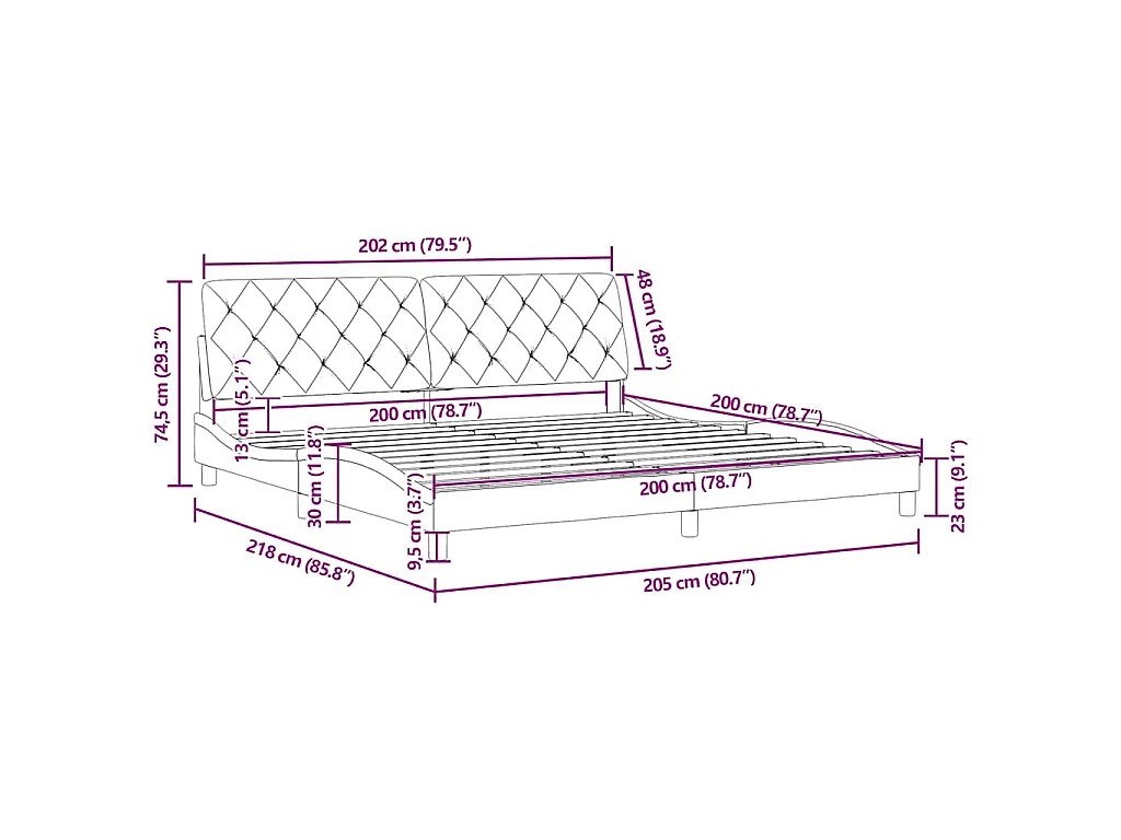 Bedframe zonder matras 200x200 cm fluweel zwart