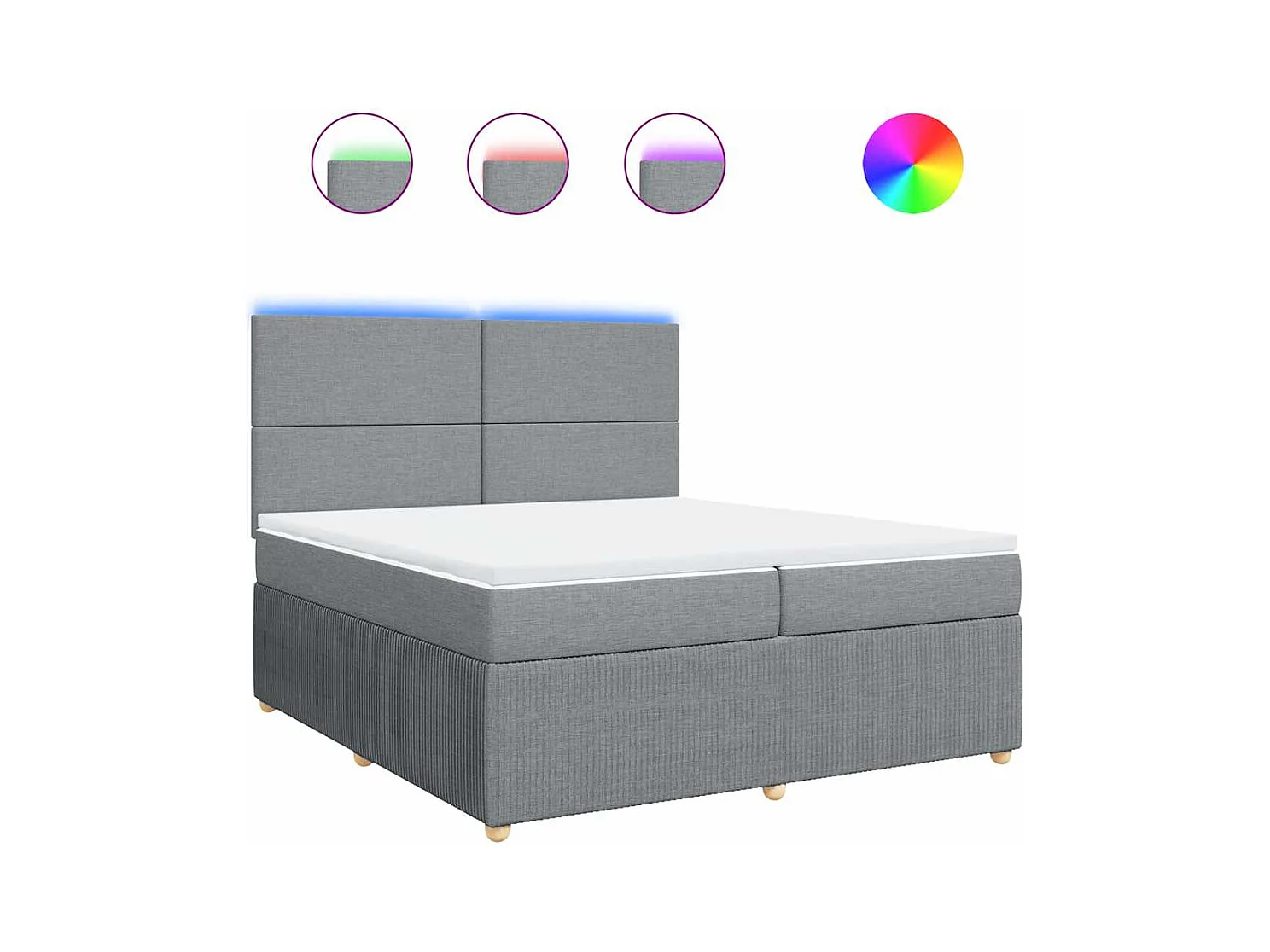 Sommier à lattes de lit avec matelas Gris clair 200x200cm Tissu