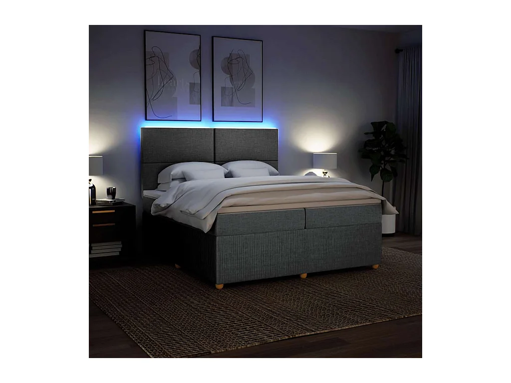 Sommier à lattes de lit avec matelas Gris clair 200x200cm Tissu