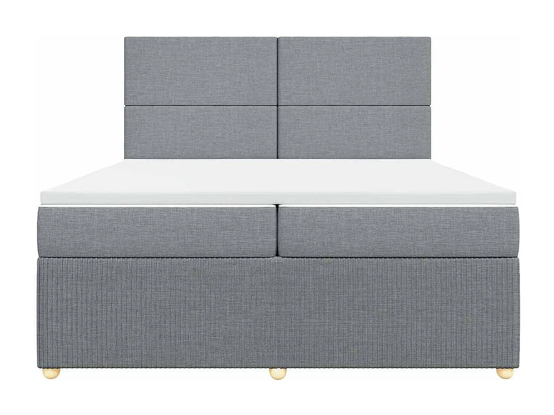 Sommier à lattes de lit avec matelas Gris clair 200x200cm Tissu