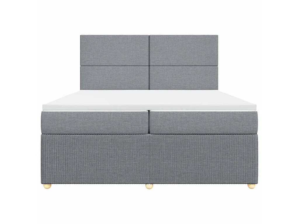 Cama com molas/colchão 200x200 cm tecido cinza-claro
