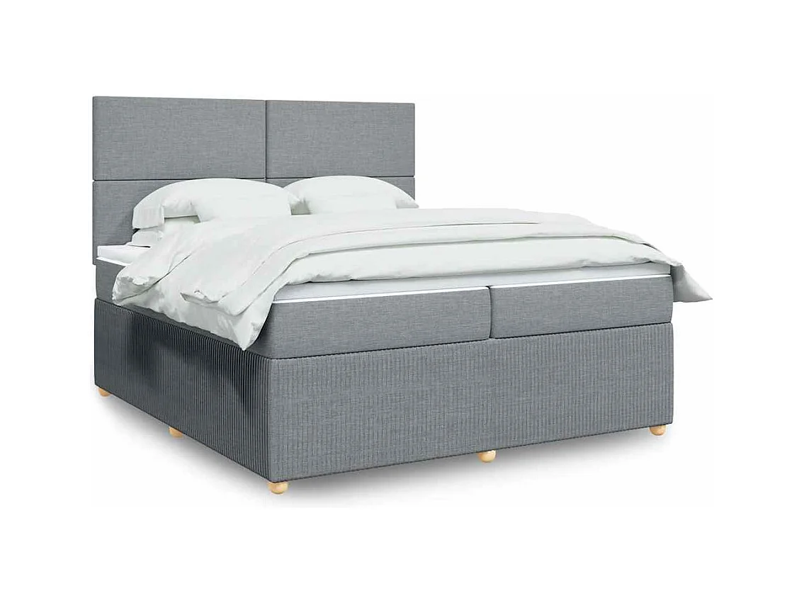 Sommier à lattes de lit avec matelas Gris clair 200x200cm Tissu