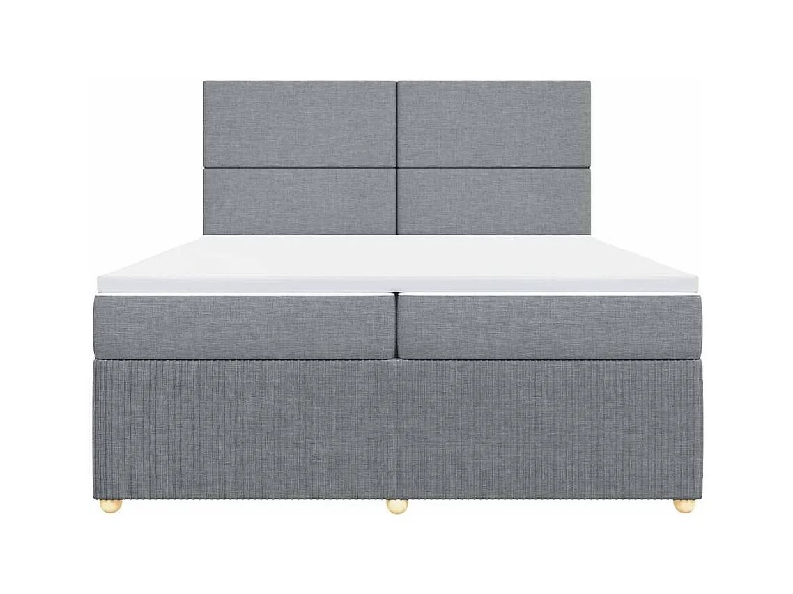 Sommier à lattes de lit avec matelas Gris clair 200x200cm Tissu
