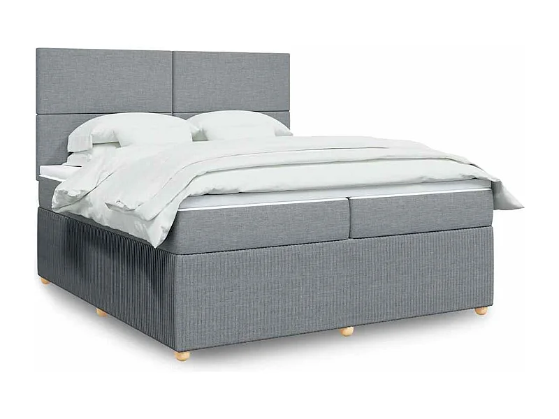 Boxspringbett mit Matratze Hellgrau 200x200 cm Stoff