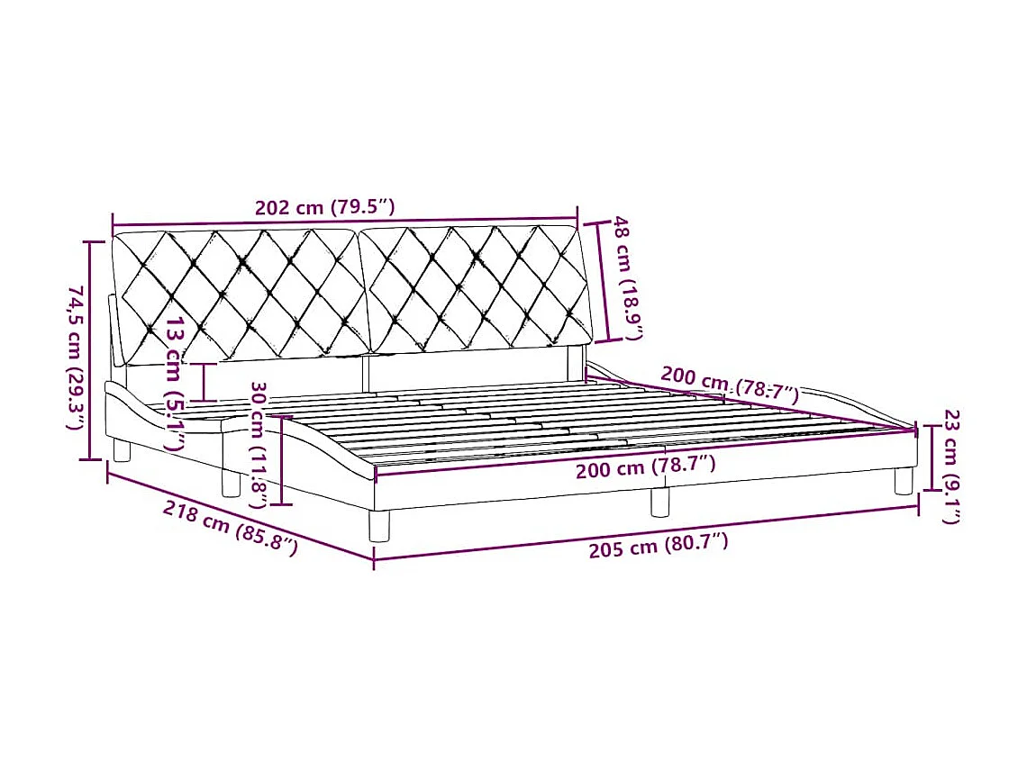 Bettgestell ohne Matratze Hellgrau 200x200 cm Stoff