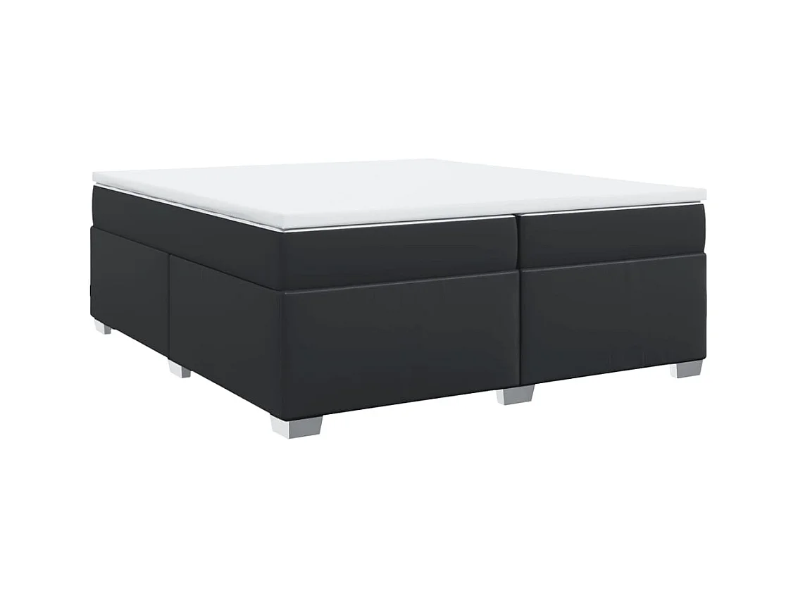 Cama box spring con colchón cuero sintético negro 200x200 cm