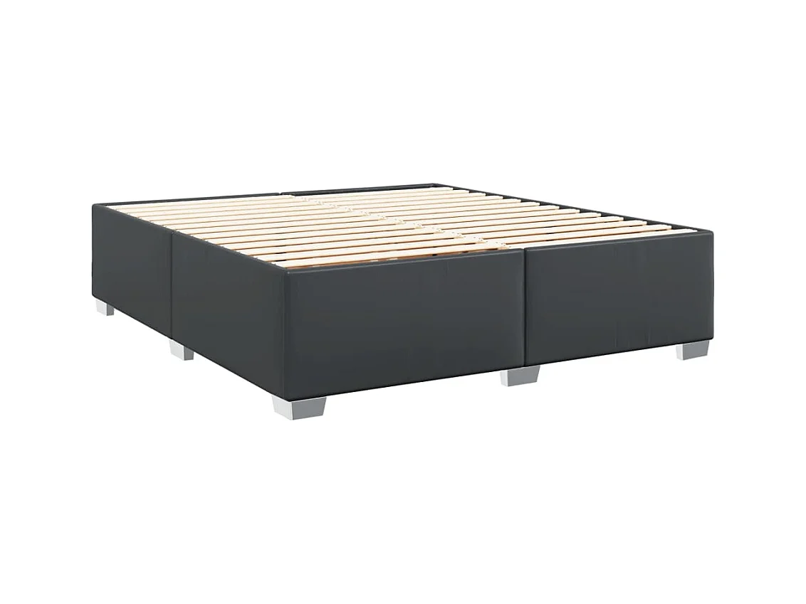 Cama box spring con colchón cuero sintético negro 200x200 cm