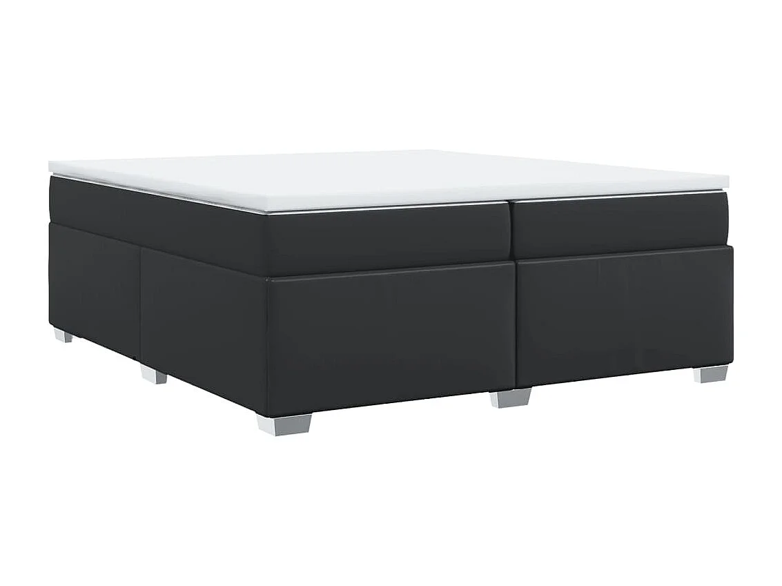 Cama box spring con colchón cuero sintético negro 200x200 cm