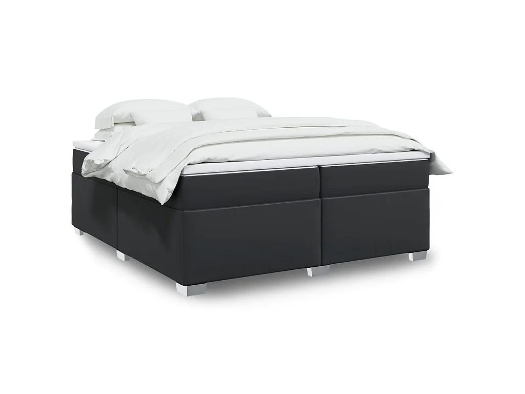 Boxspringbett mit Matratze Schwarz 200x200 cm Kunstleder