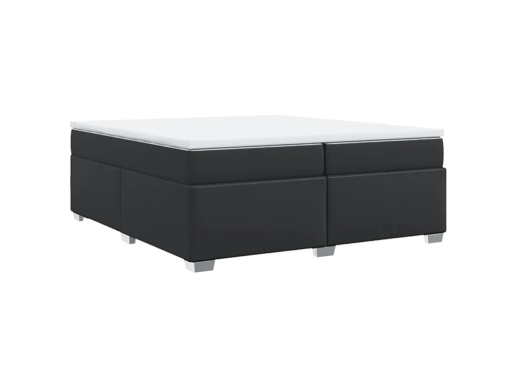 Sommier à lattes de lit avec matelas Noir 200x200 cm Similicuir
