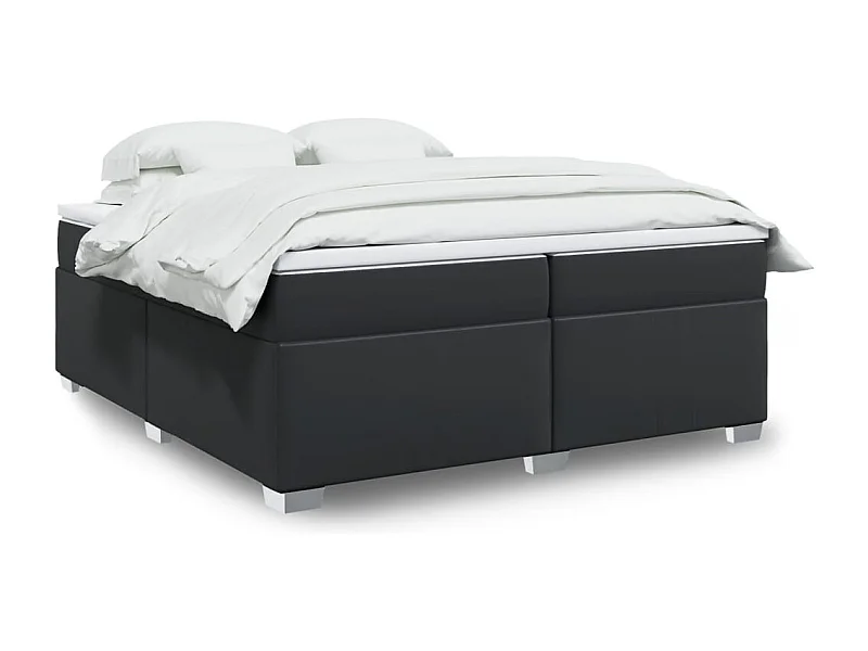 Boxspringbett mit Matratze Schwarz 200x200 cm Kunstleder