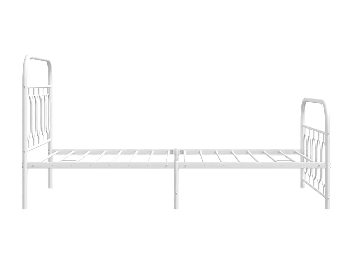 Cadre de lit métal sans matelas et pied de lit blanc 107x203 cm