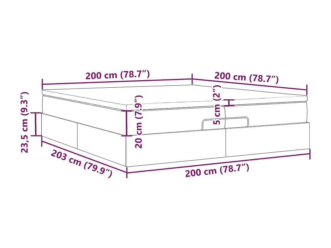 Ottoman-Bett mit Matratzen Dunkelblau 200x200 cm Samt