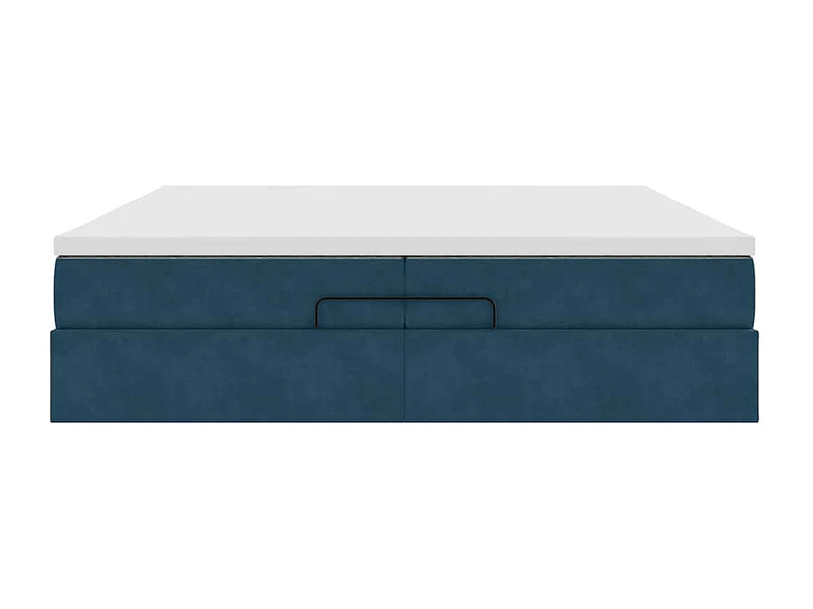 Cadre de lit ottoman avec matelas bleu foncé 200x200 cm velours