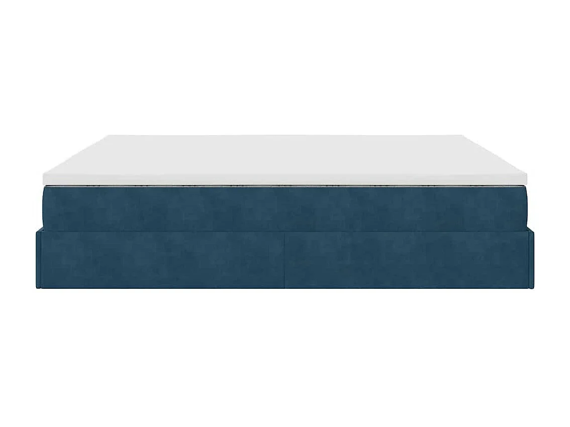Cadre de lit ottoman avec matelas bleu foncé 200x200 cm velours
