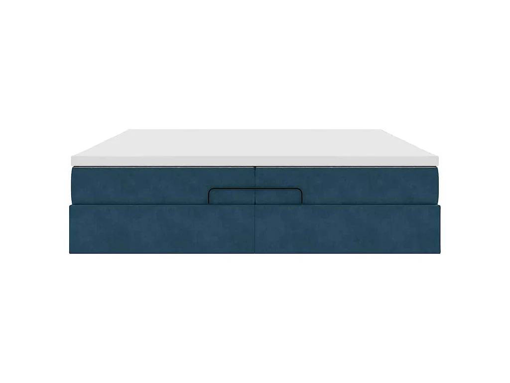 Cadre de lit ottoman avec matelas bleu foncé 200x200 cm velours