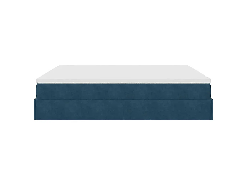 Cadre de lit ottoman avec matelas bleu foncé 200x200 cm velours