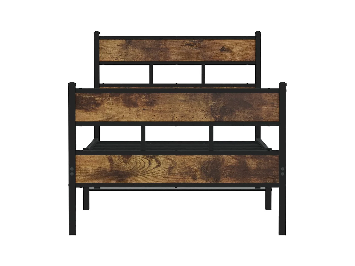 Cadre de lit en métal sans matelas chêne fumé 107x203 cm
