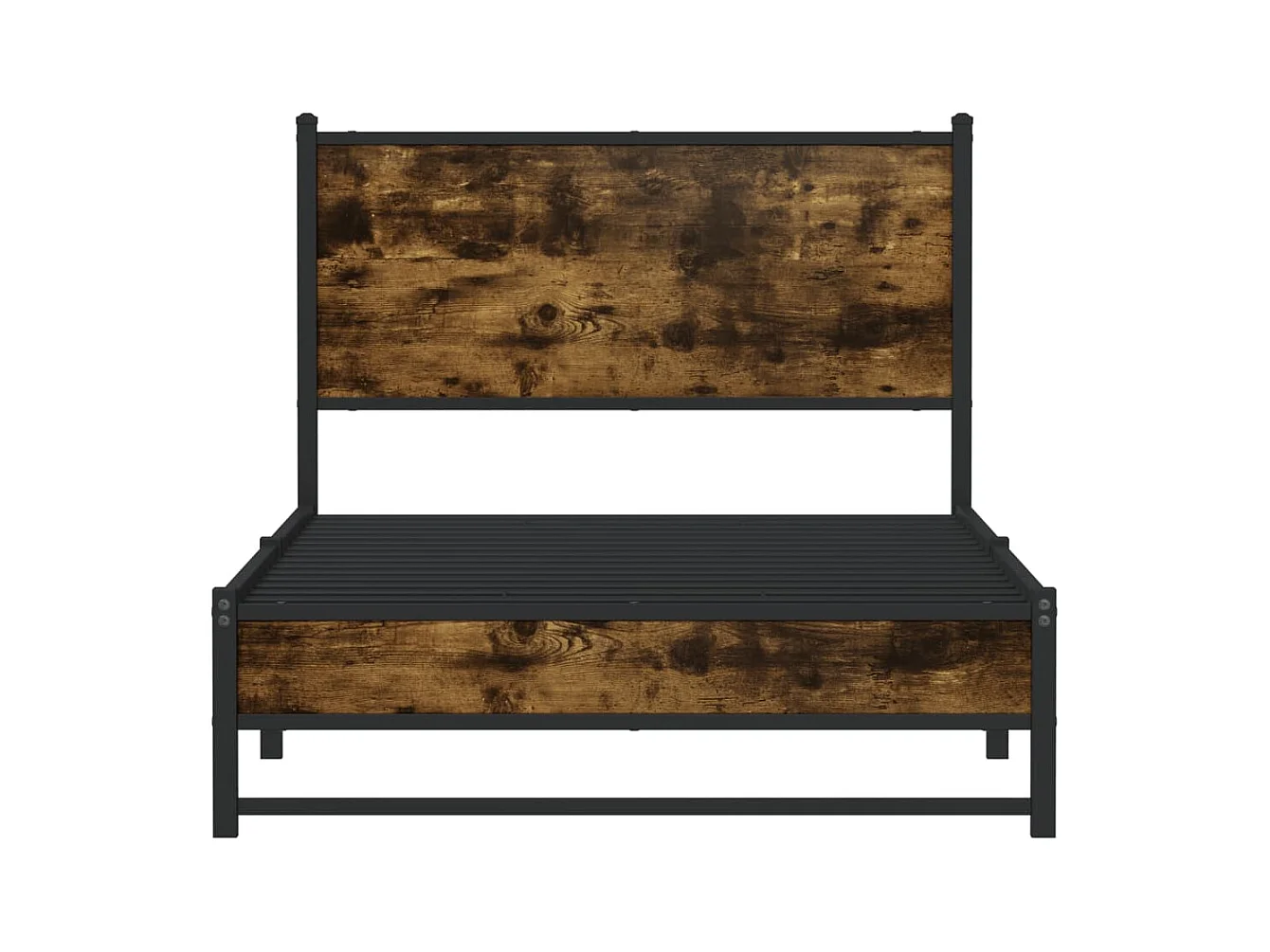 Cadre de lit en métal sans matelas chêne fumé 107x203 cm