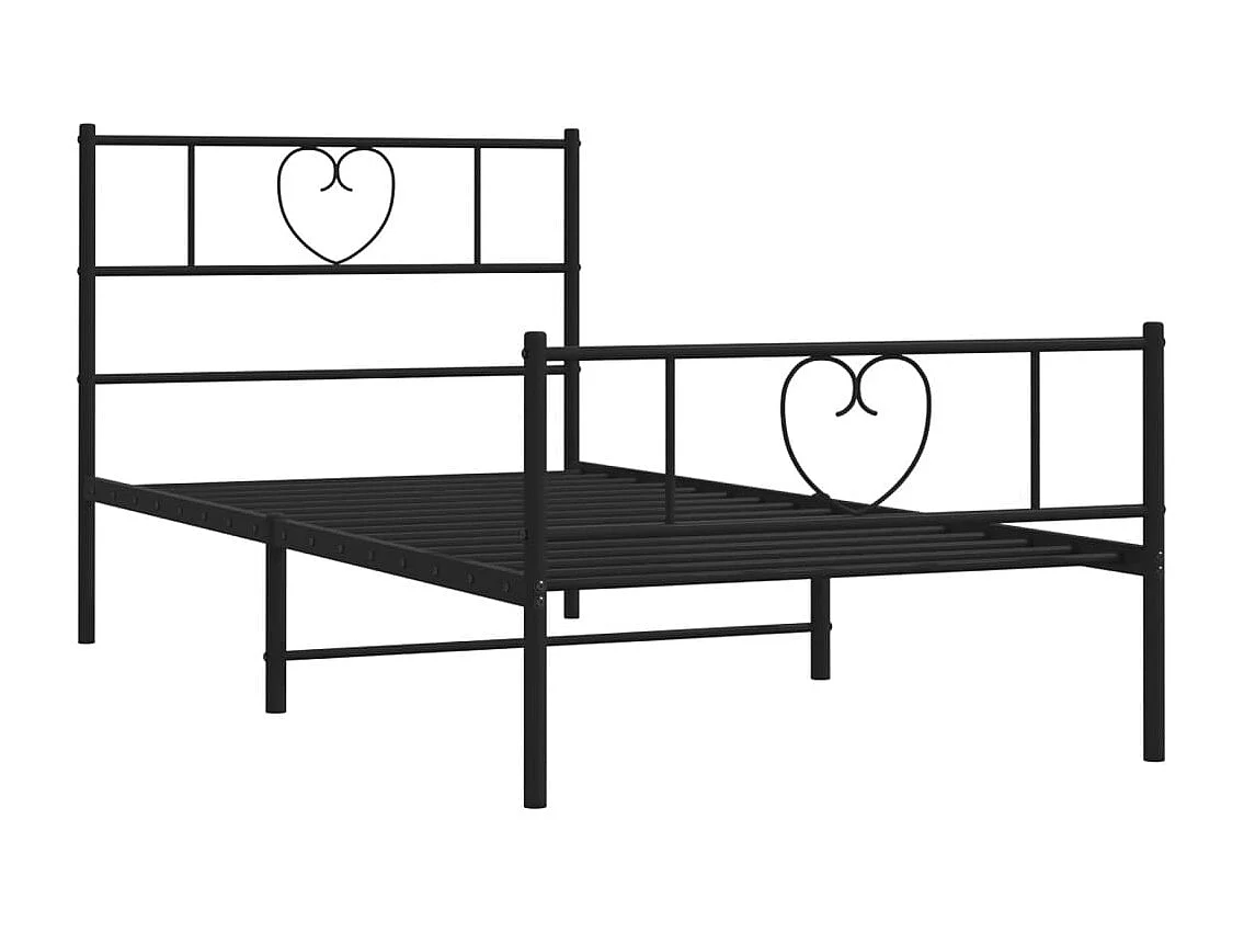 Estrutura de cama com cabeceira e pés 107x203 cm metal preto