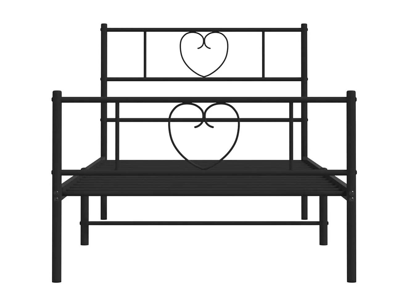 Estrutura de cama com cabeceira e pés 107x203 cm metal preto