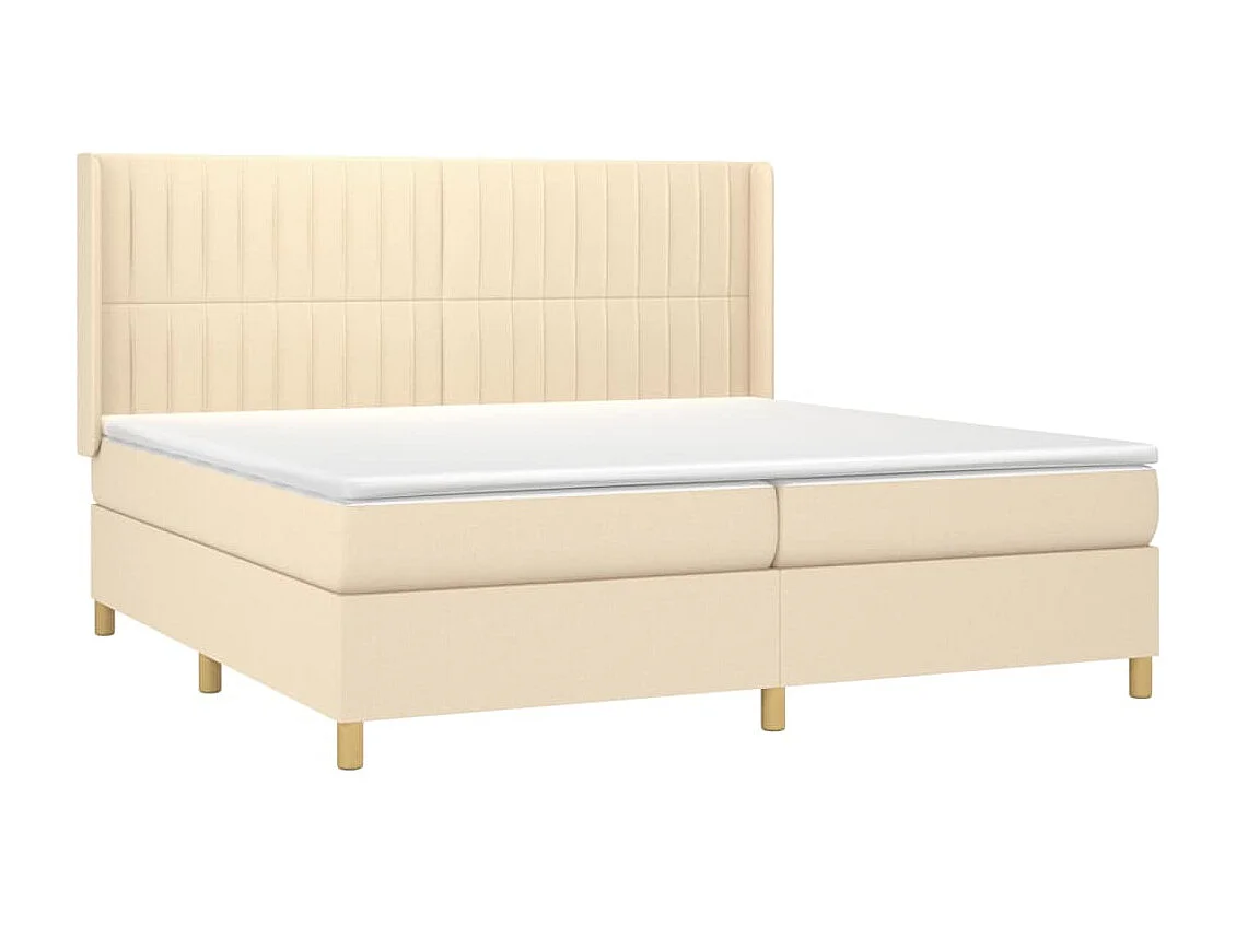 Sommier à lattes de lit matelas et LED Crème 200x200 cm Tissu