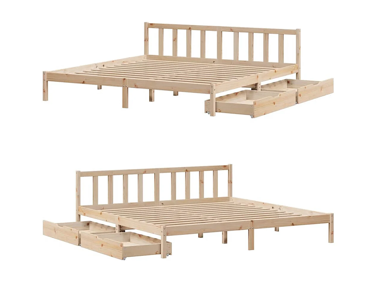 Letto senza Materasso 200x200 cm in Legno Massello di Pino