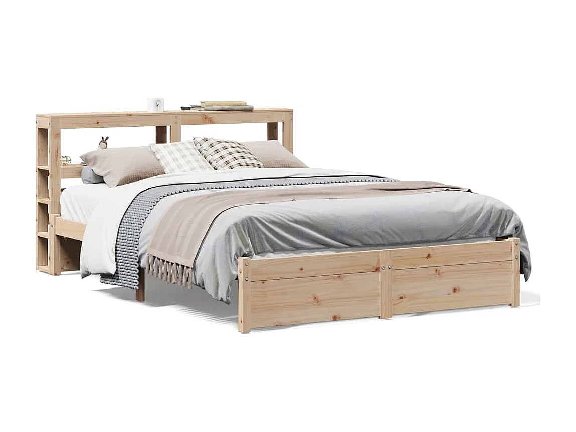 Bedframe met hoofdbord massief grenenhout 150x200 cm