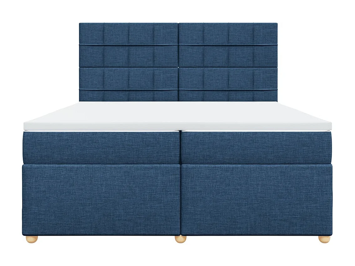 Sommier à lattes de lit avec matelas Bleu 200x200 cm Tissu